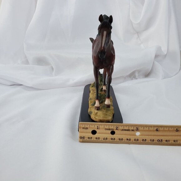 Equestrian Galloping Dark Brown Horse on Wild Pastures Statue 9.25" Long - Picture 11 of 11